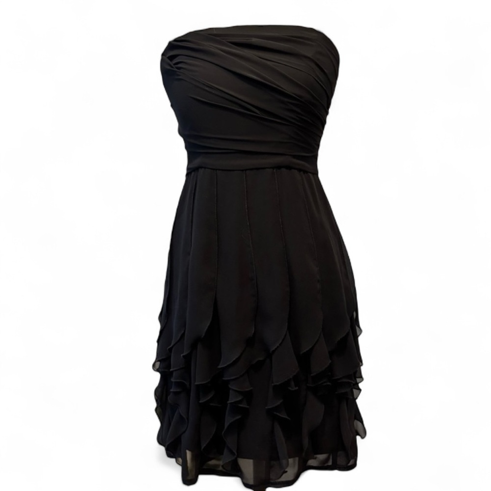 Le Chateau Ruffled Strapless Black Dress Size Small